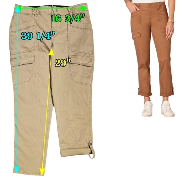 Democracy Absolution Tan High Rise Roll Cuff Cargo Pocket Cargo Utility Pants - Picture 2 of 11